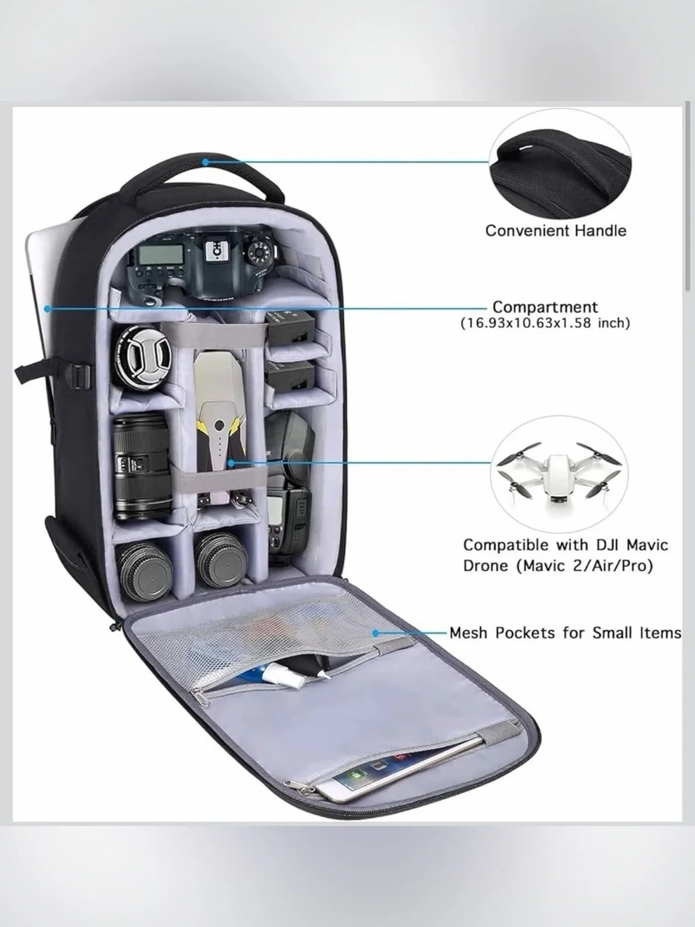 MOSISO Black Hard Shell Camera Backpack - Rugged Protective Case